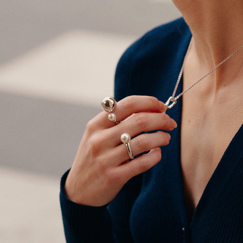 Silver Milk Pearl Ring
