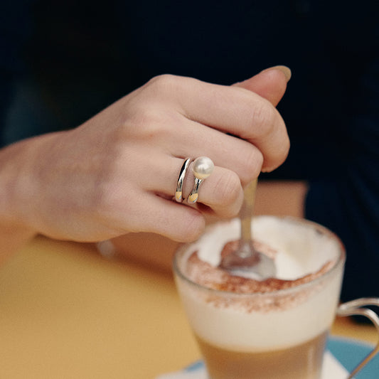 Silver Milk Pearl Ring