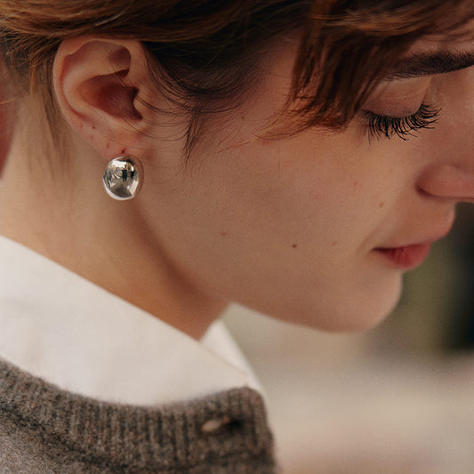 Silver Coffee Bean Studs