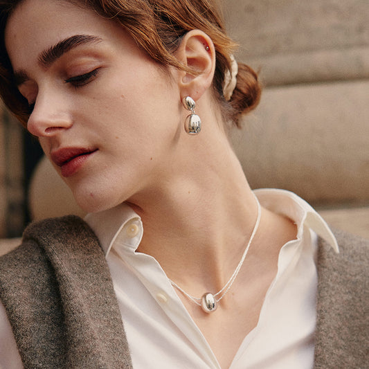 Silver Coffee Bean Earrings