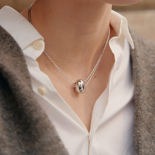 Silver Coffee Bean Necklace