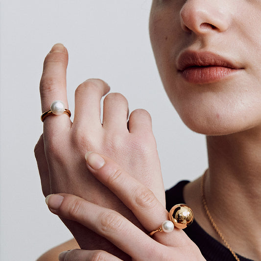 Golden Milk Pearl Ring