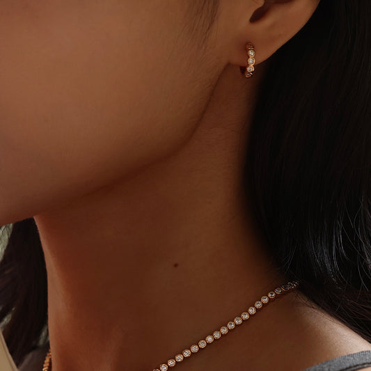 Golden Suger Tennis Hoop Earrings