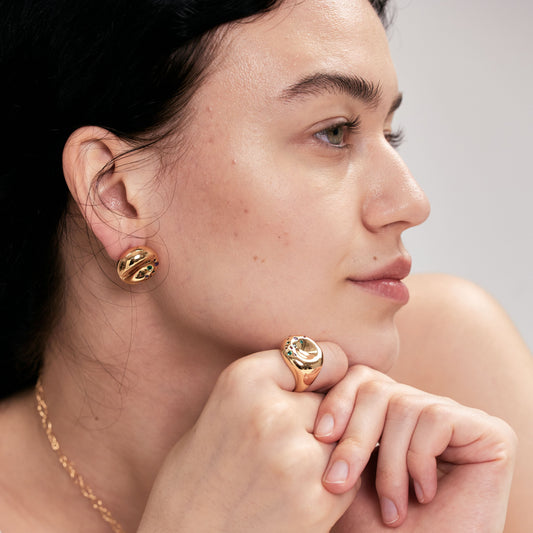 Golden Bagel Stud Earrings