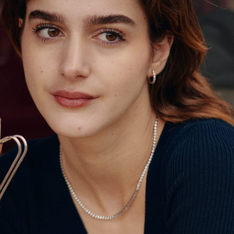 Silver Sugar Tennis Hoop Earrings