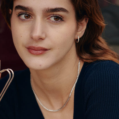 Silver Sugar Tennis Hoop Earrings