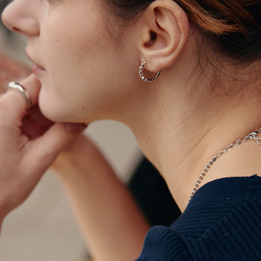 Silver Sugar Tennis Hoop Earrings