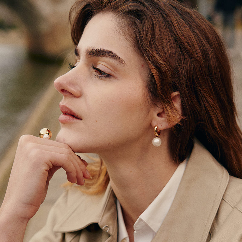 Golden Milk Pearl Earrings