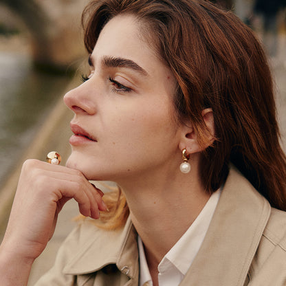 Golden Milk Pearl Earrings