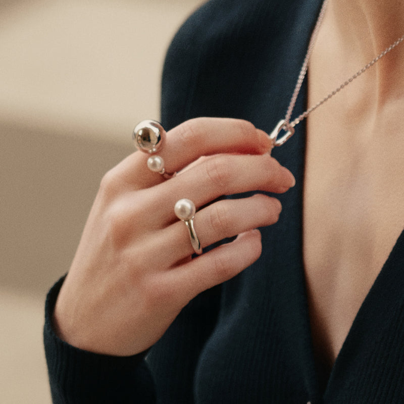 Silver Milk Pearl Ring