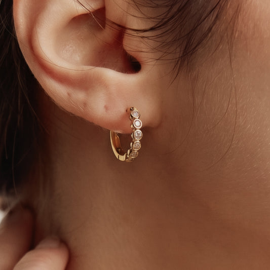 Golden Suger Tennis Hoop Earrings