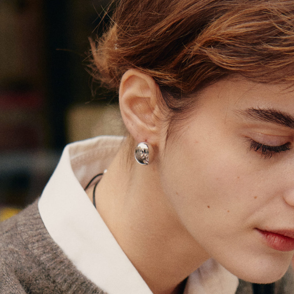 Silver Coffee Bean Studs
