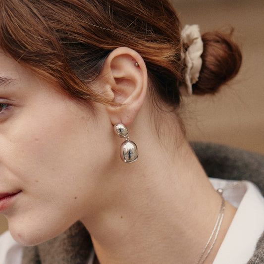 Silver Coffee Bean Earrings
