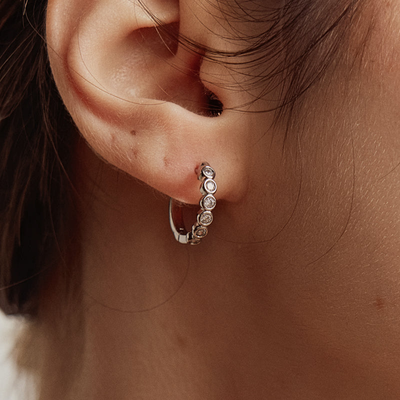 Silver Sugar Tennis Hoop Earrings