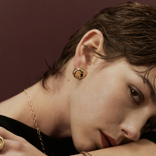 Golden Bagel Stud Earrings