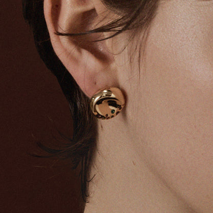 Golden Bagel Stud Earrings